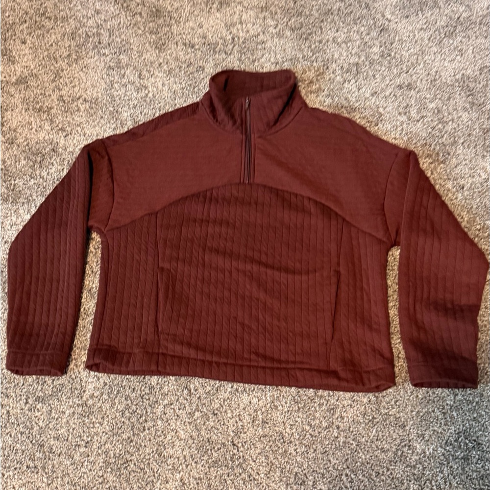 a new day Maroon Burgundy Quilted Pullover with front pockets